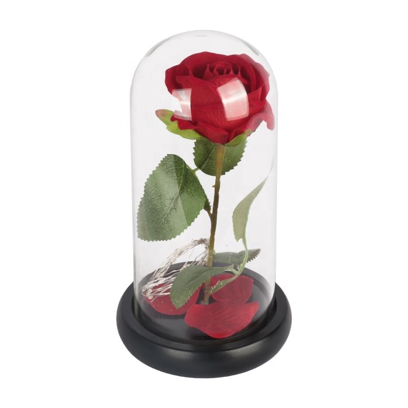 Red rose black base with lights