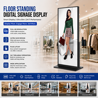 Kiosque publicitaire numérique LCD portable sur pied de 55 pouces pour intérieur, avec roues robustes, écran tactile infrarouge 10 points, SDK de texte