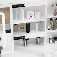 Avec miroir à led ensemble de rangement coiffeuse de maquillage ensemble de chaises coiffeuse avec miroir et tiroirs