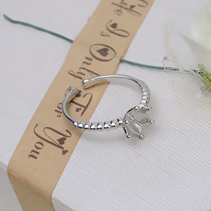S925 Silver Small Crown Vintage Open Ring Female Adjustable DIY Accessories 216 Semi-finished <b>Tray</b> <b>Jewelry</b> Tools Equipment - Product Image 4