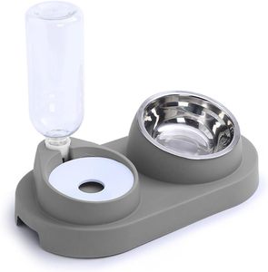 NEREIDS 2-in-1 automatico in acciaio inox Pet ciotola alimentatore rimovibile rete grigio acqua distributore solido in plastica Pet forniture per cani - Product Image 1
