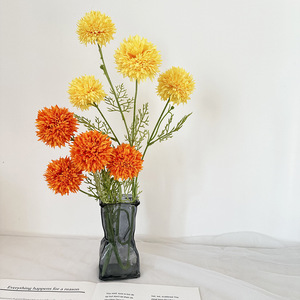 Meiyu Craft Flowers Composition florale artificielle en soie pour mariage et décoration intérieure, Boule d'oignon à 4 têtes - Product Image 4