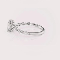 Bague de fiançailles en diamant de laboratoire taille coussin certifié IGI, en argent sterling 925 massif, avec pierres latérales marquise, bague de mariée