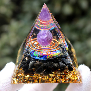 Kogiya <b>Crystal</b> Pyramid Resin Epoxy Craft With Purple Sphere And Coil <b>Tree</b> Of Life Home Decoration Desktop Ornament - Product Image 4
