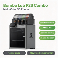 Imprimante 3D FDM de bureau multicolore à grande vitesse avec nivellement automatique et grand volume d'impression Bambu Lab P2S Combo pour petites entreprises et loisirs