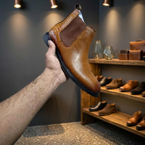Genuine Leather Chelsea Boots Men Autumn Winter Durable Light Weight Genuine Leather Outsole Brown Fashionable Casual Decoration - Product Image 1