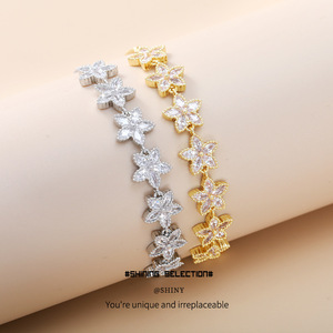 Flower <b>Bracelet</b> Micro Inlaid Zircon <b>Copper</b> Alloy Silver Gold Party Jewelry Women Fashion European Style - Product Image 1