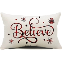 Housses de coussin de Noël 12x20 pouces, décorations rouges avec inscription Joyeux Noël, housses de coussin décoratives d'hiver