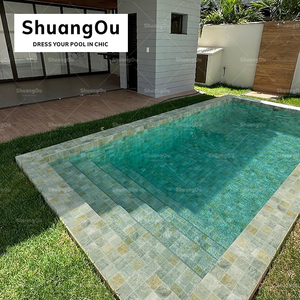 Carreaux de mosaïque en céramique imitation marbre pour hôtel, spa, salle de bain, intérieur, extérieur, <span class=keywords><strong>Hawaii</strong></span>, été, vert, jaune, piscine, porcelaine, 300x300 mm - Product Image 4