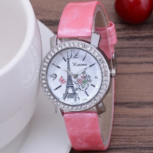 Reloj de Mujer Estilo Europeo Torre Eiffel, Correa de Cuero con Pedrería, Reloj de Cuarzo, Venta al Por Mayor de Fábrica - Product Image 3