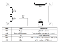 Carte de conversion OEM/ODM DP 1.1 et Type-C 3.1 vers LVDS pour écran tactile LCD 7 pouces 1024x600 avec connecteur de contrôle de menu OSD