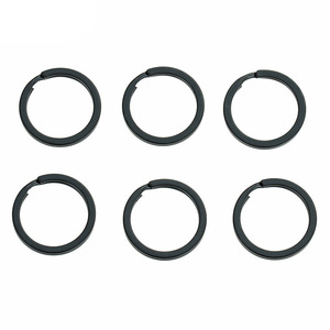 Porte-clés plat noir électrophorétique en alliage de zinc, rond, en métal, 25 28 30 32 35 mm, tendance, classique, résistant à l'usure - Product Image 1