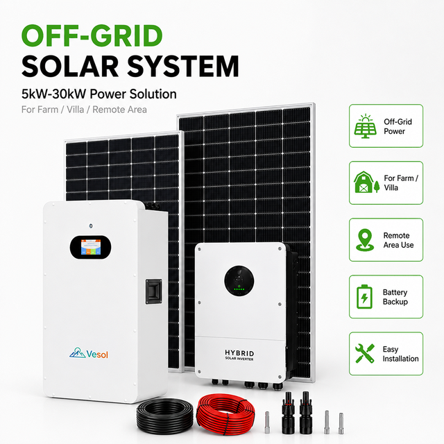 Complete Solar Power Kit with Panels MPPT Hybrid Inverter LiFePO4 Battery 10 kW PV Cable for Accessories for Home Energy Storage