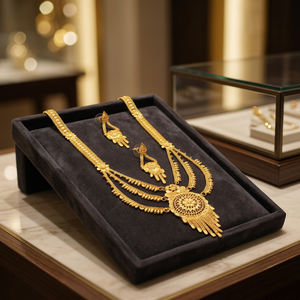 Wholesale 14K 18K 24K Micro Gold Plated Rani Haar Necklaces, Floral Design Wedding Jewelry Set, Fashion Brass Gold Jewelry Set. - Product Image 4