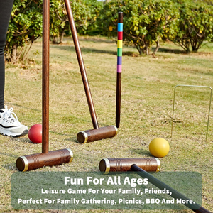 Jeu de croquet pour six joueurs avec buts en bois de qualité supérieure et balles en PE, kit de jeu pour pelouse et jardin - Product Image 6