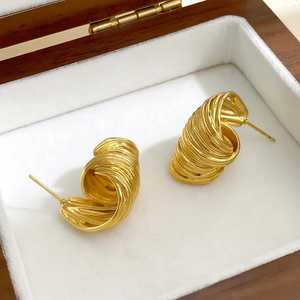 Pendientes Elegantes de Metal con Diseño Geométrico Envolvente para Mujer, Estilo Retro Minimalista, Joyería de Moda de Alta Calidad para Fiestas y Uso Diario - Product Image 4