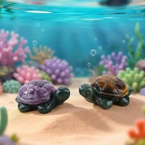 Artisanat en cristal naturel en gros, fait main, tortue en cristal mélangé (améthyste, quartz rose, calcite <span class=keywords><strong>jaune</strong></span>, <span class=keywords><strong>aventurine</strong></span> verte) pour cadeaux - Product Image 2