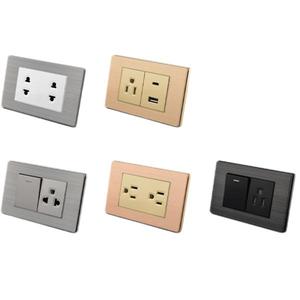 Thiết Kế Mới Điện Tiêu Chuẩn Mỹ Thiết Bị Chuyển Mạch Tường Và Ổ Cắm 250V Nhôm Da Chải Điện Tường Ổ Cắm - Product Image 1