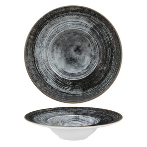 Napoli Black Round Pasta Bowl Ø 27.5 cm Inner Ø 14.5 cm Saturnia <b>Digital</b> Print - Product Image 1