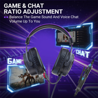 Casque de jeu FIFINE H16, son surround virtuel 7.1, casque supra-auriculaire pour joueurs avec éclairage RVB, casque avec micro ANC