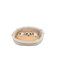 Lit pour animaux de compagnie en mousse à mémoire de forme, style Ins, motif dessin animé, semi-fermé, ovale, pour chien et chat, coussin doux, toutes saisons, en boîte