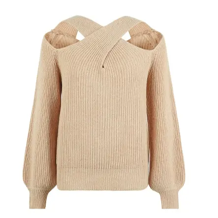 2023 New Arrivals Pullover Long Sleeve Polyester High quality Knitted Sweater For Women