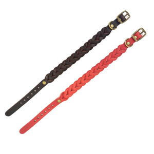 Designer Groothandel Zwart Bruin Rood Van Hoge Kwaliteit Lederen Gevlochten Hondenhalsband - Product Image 5