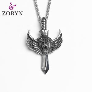 Colgante de Espada de León Griffin de Acero Inoxidable, Estilo Vikingo, Gótico, Punk, Biker, Medieval, Joyería de Moda de Acero de Titanio para Hombre - Product Image 1