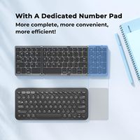 Keyboard Bluetooth Nirkabel Portabel Saku Isi Ulang 3 Perangkat, Pengiriman Cepat, Dilengkapi Keypad Numerik