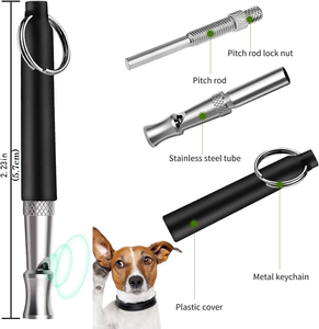 Sifflet ultrasonique pour le camping en plein air, sifflet d'entraînement avec corde de suspension, sifflet en acier inoxydable pour l'entraînement des chiens avec porte-clés - Product Image 5