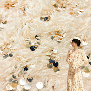 Somptueuse Plume Sequin Tissu Broderie Tissu Automne et Hiver Robe Chaude Robe De Mariée Fête Robe De Soirée Robe De Princesse - Product Image 1