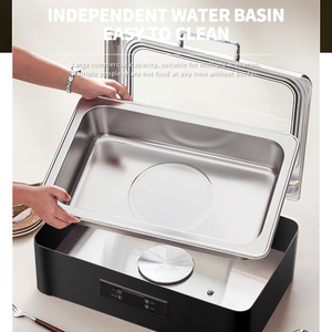 Scaldavivande Elettrico WINNERS con Telecomando, Rettangolare in Acciaio Inox <span class=keywords><strong>Nero</strong></span>, Fornello Idraulico per Buffet con Coperchio in Vetro - Product Image 6