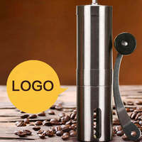 Moulin à café portable sans fil de style classique en acier inoxydable, manuel et automatique, pour la maison, avec boîte de rangement et support