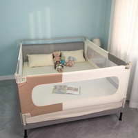 Barrière de lit bébé certifiée CE à motifs color-block, en tissu Oxford et structure métallique, installation facile, barrière de sécurité pour tout-petits, prévention des chutes, OEM