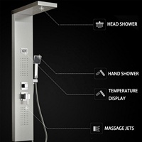 Panel de Ducha de Acero Inoxidable Moderno con Acabado Níquel Cepillado, Montado en la Pared, con Rociador de Lluvia y Jets de Masaje, Personalizable