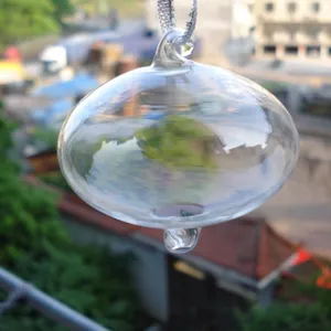 Ovale Form Glas geblasen Kugel hängen Glas Weihnachts kugel