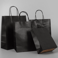 Sac en papier d'emballage kraft noir de vêtements de logo de taille d'impression personnalisée de protection de l'environnement portative