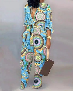 Mới Nhất Thiết Kế Jumpsuit Phụ Nữ V Không Tay Backless Pleated Rộng Chân Jumpsuit Phụ Nữ Thanh Lịch Mùa Hè Jumpsuits - Product Image 5