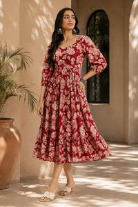 Trips and Outdoor Gatherings Women's <b>Bohemian</b> Floral <b>Dress</b> <b>Summer</b> Casual Party Outfit for Vacation Beach - Product Image 3
