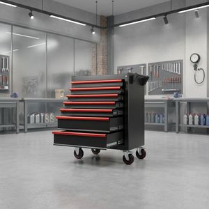 Heavy Duty Thick Steel Rolling Tool Cabinet Powder Coated Anti-rust 7 <b>Drawers</b> Tool <b>Trolley</b> Sturdy 5-inch Polyurethane Casters - Product Image 4