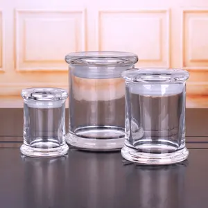 High Quality 70ml 200ml 350ml Round Glass Jar For Candle With Glass Lids