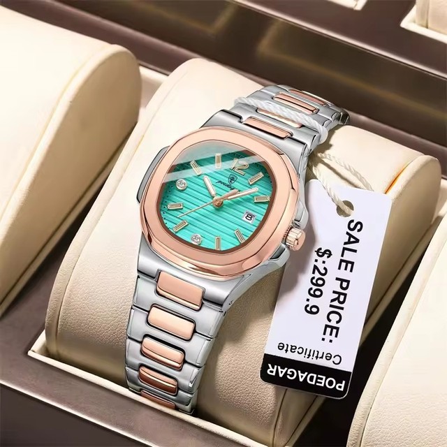 Poedagar 708 Wholesale Luxury Women Square Ladies Quartz Watch Luminous Life Waterproof Stainless Steel Strap Women's Watches