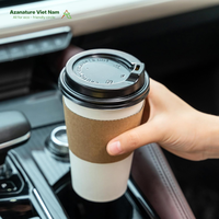 Manchon de tasse à café en papier kraft personnalisable, recyclable et compostable, design anti-déversement pour boissons chaudes, personnalisé