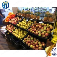 Supermarkt fruit-, groente-, houten en metalen displayrek