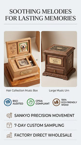 Caja Musical de Manivela para Recuerdos de Pelo de Mascotas - Diseño Europeo de Madera Minimalista Moderno, Ecológico, de 5-7 Pulgadas - Product Image 6