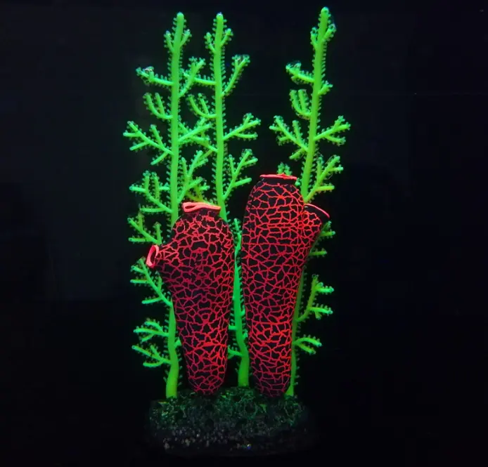 Aquarium Fluorescence Decoration Artificial Coral Reef Glow In Dark Aquarium Decoration.