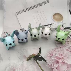 Porte-clés de luxe en cuir Bouledogue Français, Ornement mignon de chiot, Bijoux pour femmes, Accessoires de sacs, Jouets pour filles, Cadeau de vacances - Product Image 2