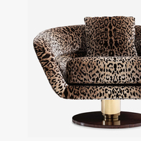 Chaise d'appoint pivotante moderne à 360 ° faite à la main Fauteuil de loisirs rembourré en tissu doux imprimé léopard pour salons chambres hôtels