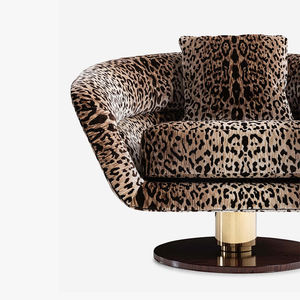 Chaise d'appoint pivotante moderne à 360 ° faite à la main <span class=keywords><strong>Fauteuil</strong></span> de loisirs rembourré en <span class=keywords><strong>tissu</strong></span> doux imprimé léopard pour salons chambres hôtels - Product Image 4