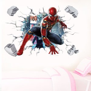 Autocollants muraux <span class=keywords><strong>3D</strong></span> en PVC <span class=keywords><strong>Spiderman</strong></span> pour chambre d'enfant, décoration de la maison, autocollants muraux DIY, art déco, art mural de film - Product Image 2